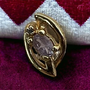 Single Pierced Earring 24kt HGE Diamond Amethyst - Picture 1 of 3