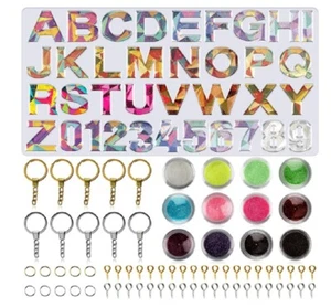 73-Piece Alphabet Resin Mold Kit –Silicone Letter Number Molds for DIY Keychains - Picture 1 of 4