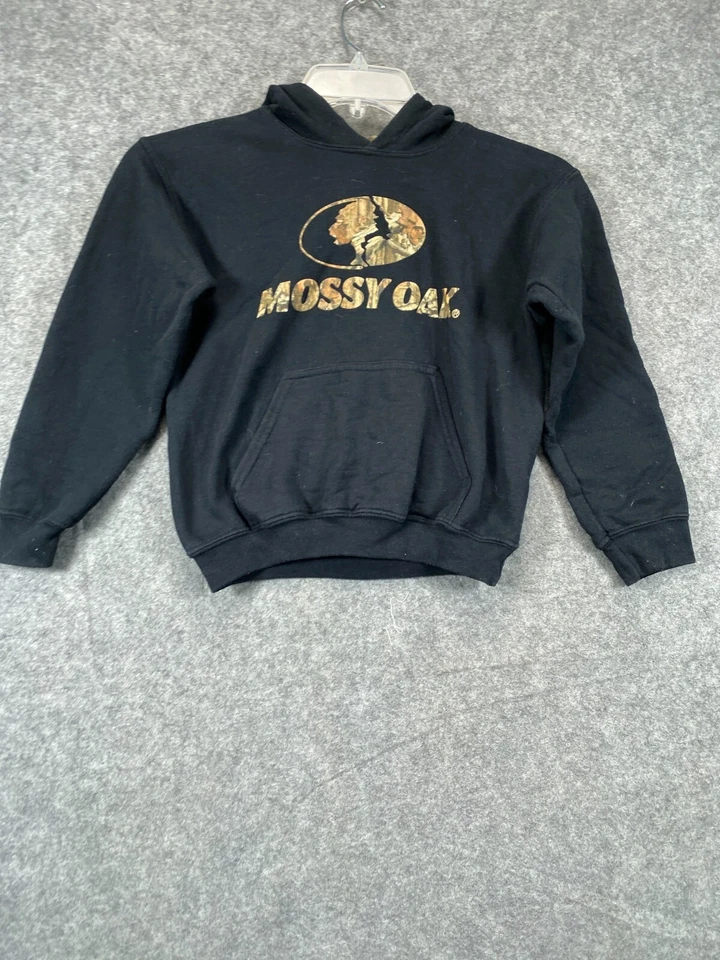 Mossy Oak Hoodie Youth Small Black Logo Sweatshirt Active Graphic Boys - Image 1 of 4