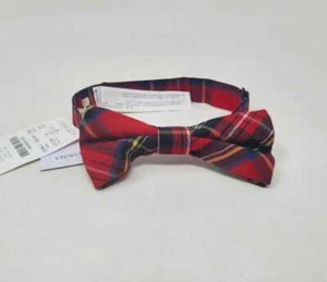 New kids J Crew Factory Christmas holiday red plaid bow tie - Picture 1 of 4