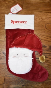 PB x pbk Santa Classic Velvet Christmas Stocking Monogram Spencer NEU Neu mit Etikett - Bild 1 von 3