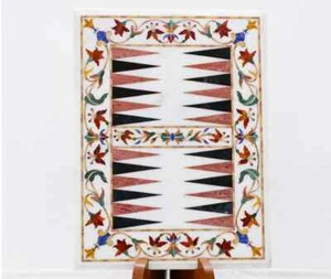 18"x12" Marble backgammon Table Top center corner Inlay Mosaic decor m7 - Picture 1 of 5