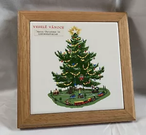 Vesele Vanoce Frohe Weihnachten Keramik Fliesen Untersetzer Tschechoslowakisch - Bild 1 von 4