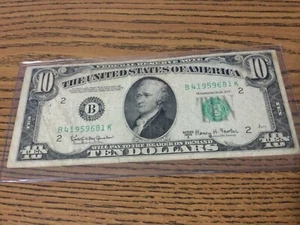 1950 10 Dollar Bill Series E US Federal Reserve Note …Shipped Free - Picture 1 of 2