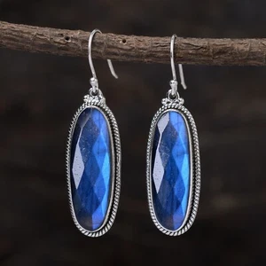 Dainty Labradorite Earring, 925 Silver Jewelry, Gift For Her, Engagement Gift - Picture 1 of 7