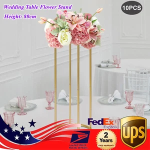 Soporte de flores de metal dorado de 31,5 pulgadas de alto de 10 piezas para centros de mesa de boda decoración - Imagen 1 de 21