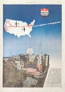 1945 United Air Lines Vintage Ad Bay state to golden gate its the main airway - Picture 1 of 1
