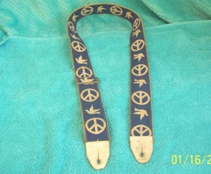 Vintage ACE Blue Ace Peace and Doves Hippie guitar strap Neil Young Original - Picture 1 of 6