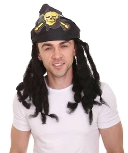 Men Dreadlocks Wig Headband Cosplay Pirate Jack Caribbean Captain Costume HM-009 - Picture 1 of 9
