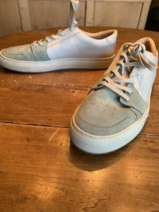 Greats Brooklyn Bone White Sneakers Green Suede Vamp 11 M - Picture 1 of 11