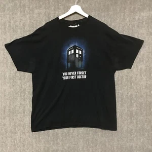 Dr Who Shirt Mens XL Black Police Call Box Graphic Never Forget First Doctor - Picture 1 of 14