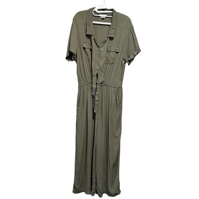 Mono utilitario Universal Thread verde oliva botón lazo cintura pierna ancha mujer XL Foto 1 de 4