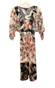 Vestido Kimono Vintage Y2K Jonathan Martin TALLA 8 Mezcla Seda Pájaros Transparentes Floral Boho - Imagen 1 de 11