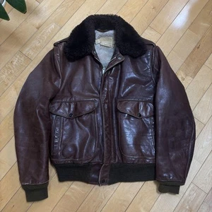 Schott Flight Jacket TYPE G-1 Size 38 Leather Jacket Brown - Imagen 1 de 7