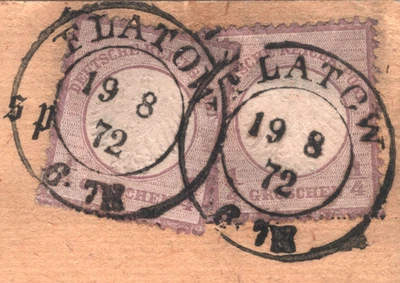 GERMANY (POLAND) Card 1872 *Flatow* (Złotów) 1/4gr EAGLE Scott.1 Cat $360+ XT292 - Image 1 of 4