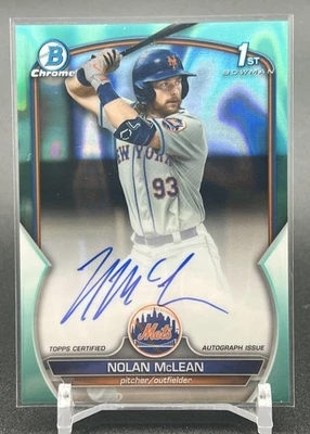 2023 Bowman Draft Nolan McLean Chrome Autographs Aqua Lava Refractor #/199 - Image 1 of 2