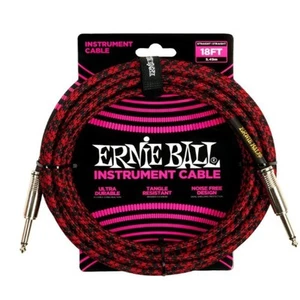 Ernie Ball 18' Braided Straight Guitar Instrument Cable - Red / Black 6396 - Picture 1 of 8