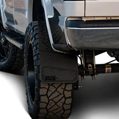 For GMC Sierra 2500 99-03 Rek-Mesh Black Mud Flaps w Black Plate & Black RG Logo Foto 1 de 4