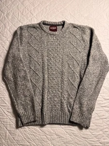 Alesbury Mens Sweater Gray Cable Knit Crew Neck Long Sleeve Stretch Size M - Picture 1 of 9