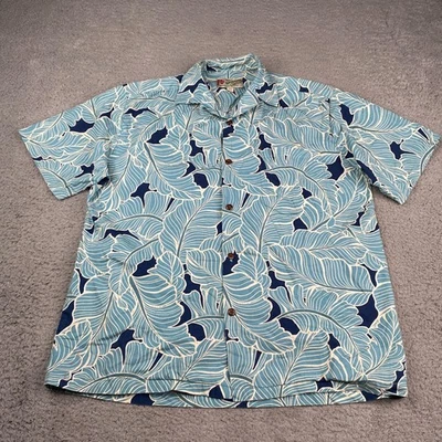 Hilo Hattie Hawaiian Shirt Mens Small Blue Floral Button Up Short Sleeve Cotton - Image 1 of 4