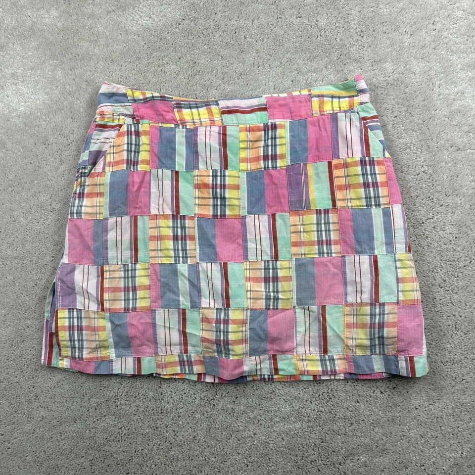 Shorts Cape Madras Feminino Tamanho 14 Rosa Xadrez Frente Plana Linha A Por Baixo - Imagem 1 de 4