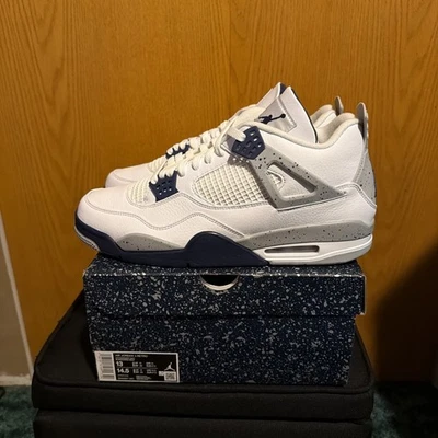 Talla 13 - Air Jordan 4 Retro Medianoche Azul Marino Blanco Gris DH6927-140 Nuevo DS Foto 1 de 4