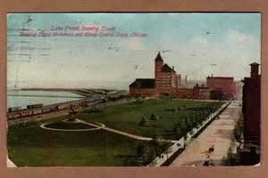 Logan Monument Illinois Central Depot Lake Front Chicago 1910 DB Postkarte - Bild 1 von 2