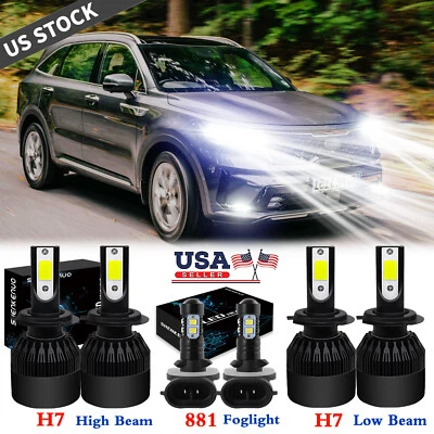 For Kia Sorento 2003-2006 6000K LED Headlight High Low Beam Fog Light Bulbs 6PCS - Image 1 of 4