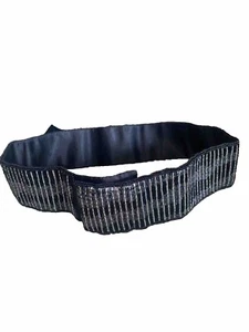 Cinturón La Regale Vintage Hecho a Mano Negro Gris Plateado - Imagen 1 de 8