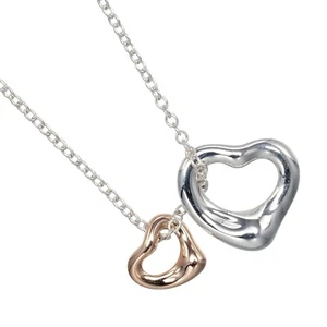 TIFFANY&Co. 0.4"&0.3" Double open heart Necklace Silver925/K18 Pink Gold... - Picture 1 of 6