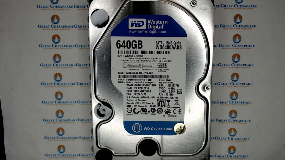 Western Digital Caviar Blue WD6400AAKS-22A7B2 640GB 3.5" Hard Drive TESTED! - Image 1 of 1