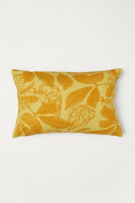 H&M HOME FODERA CUSCINO IN COTONE A RIGHE GIALLO SENAPE 40x60 - Immagine 1 di 4