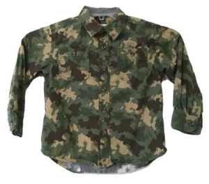 Cherokee Boys Size 4/5 Green Camouflage Long Sleeve Shirt Button Up Pockets - Picture 1 of 9