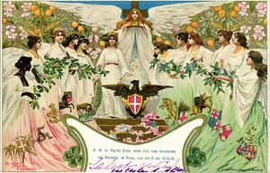 Tafuri - Art Nouveau - Nascita della Principessa Jolanda di Savoia - VG - T003 - Picture 1 of 2