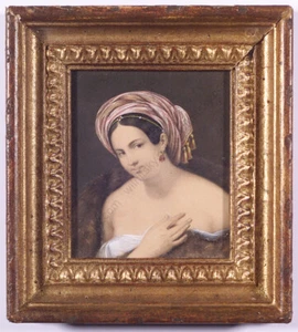 Rudolph Lange (1815-1840) "Portrait of a semi-nude beauty" miniature, 1839 (m) - Picture 1 of 6