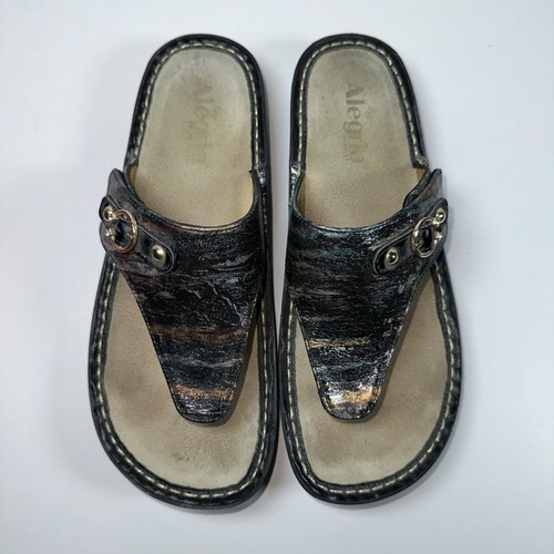 VANS Sandali da donna Alegria Vanessa taglia EU 40 US 9 5 10 neri in pelle metallica