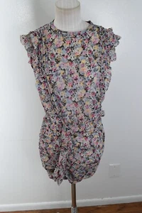 All Saints Hali Ruffled Smocked Splatter Print Mini Dress 2 Summer Sketch - Picture 1 of 5