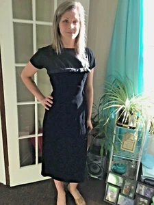 40's Vintage Black Velvet Sheath Midi Dress - Picture 1 of 11