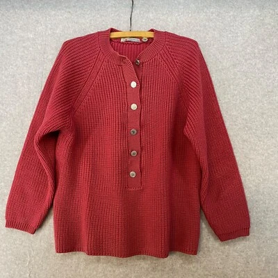 Suéter de lã vintage Obermeyer M rosa prata botões ornamentados pulôver meio botão - Imagem 1 de 4