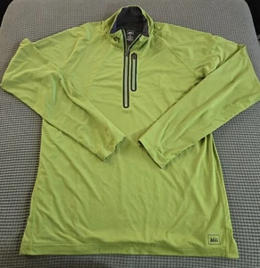 REI Pullover Sweatshirt Mens Large Green 1/4 Zip Lightweight Front Pocket Logo - Picture 1 of 8