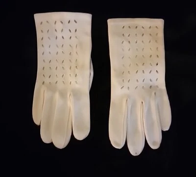 Guantes de algodón cepillado marfil vintage con diseño peekaboo - niños/damas pequeñas Foto 1 de 4
