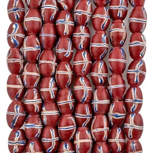 Red Mini Java French Cross Beads 9mm Indonesia Bicone Glass Large Hole - Picture 1 of 3