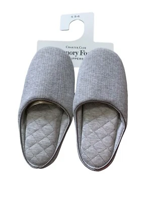 Zapatillas Charter Club Pointelle para mujer punta cerrada de espuma viscoelástica grises S/M/XL Foto 1 de 2