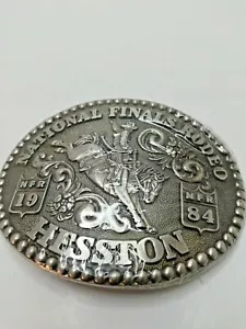Hebilla de vaquero adulto National Finals Rodeo Hesston 1984 nfr original Paquete. - Imagen 1 de 5