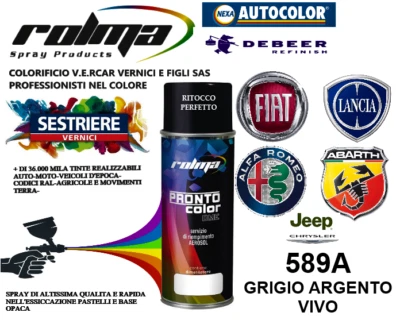 FIAT 589A GRIGIO ARGENTO VIVO SPRAY 400ML - Imagen 1 de 3