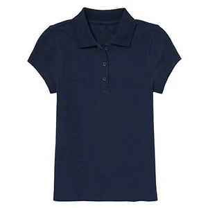 Girl's Short Sleeve Stretch Pique Polo Shirts School Summer 3-Button 4-20 - Picture 1 of 9