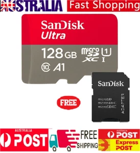 SanDisk Ultra Micro SD Card 128GB TF SDHC Class10 100MBs Camera Phone + Adapter - Picture 1 of 10