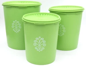 Vintage Servalier Tupperware Nest Kanister Apfelgrün Set Mehl Zucker Aufbewahrung - Bild 1 von 7