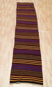 ALFOMBRA KILIM TURCA RECTANGULAR 30+ LANA MULTICOLOR HECHA A MANO CORREDORES 3X11 pies - Imagen 1 de 4