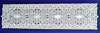 Lace Table Runner White 14" x 70" Artistry Livingroom Bedroom Diningroom Den - Image 1 of 4